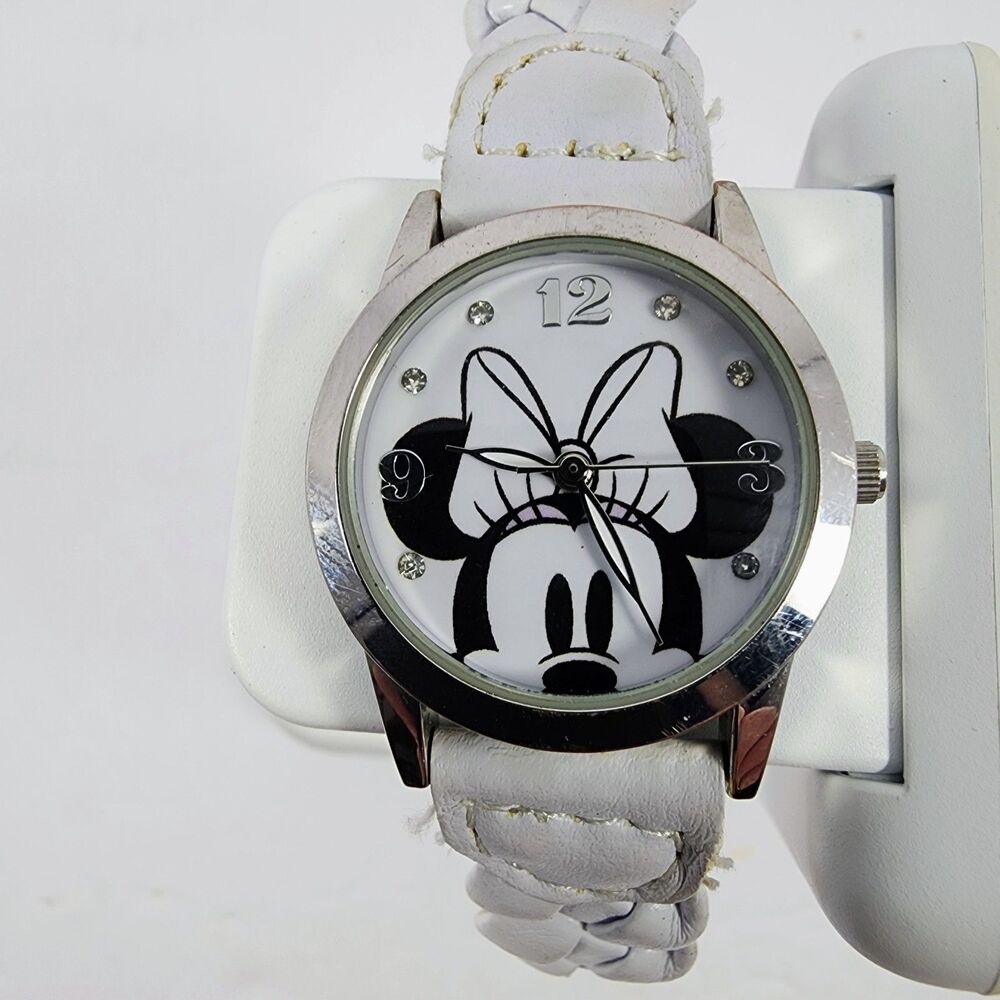Disney Minnie Mouse Women's Wristwatch,  White Band